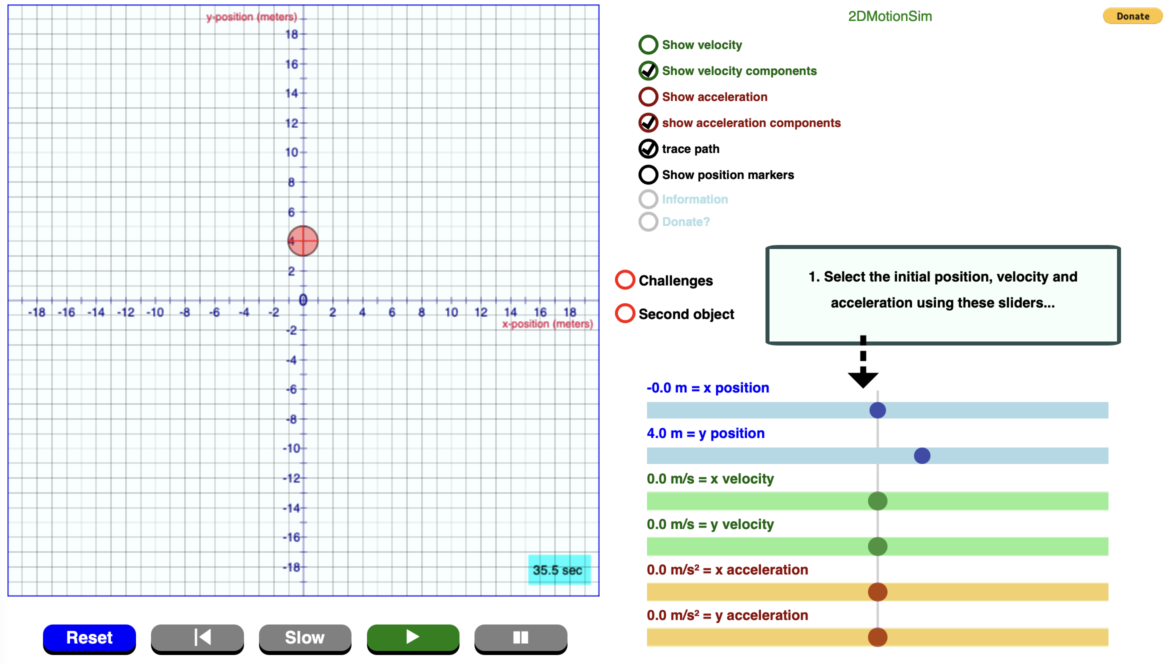 Two Dimensional Motion Simulator