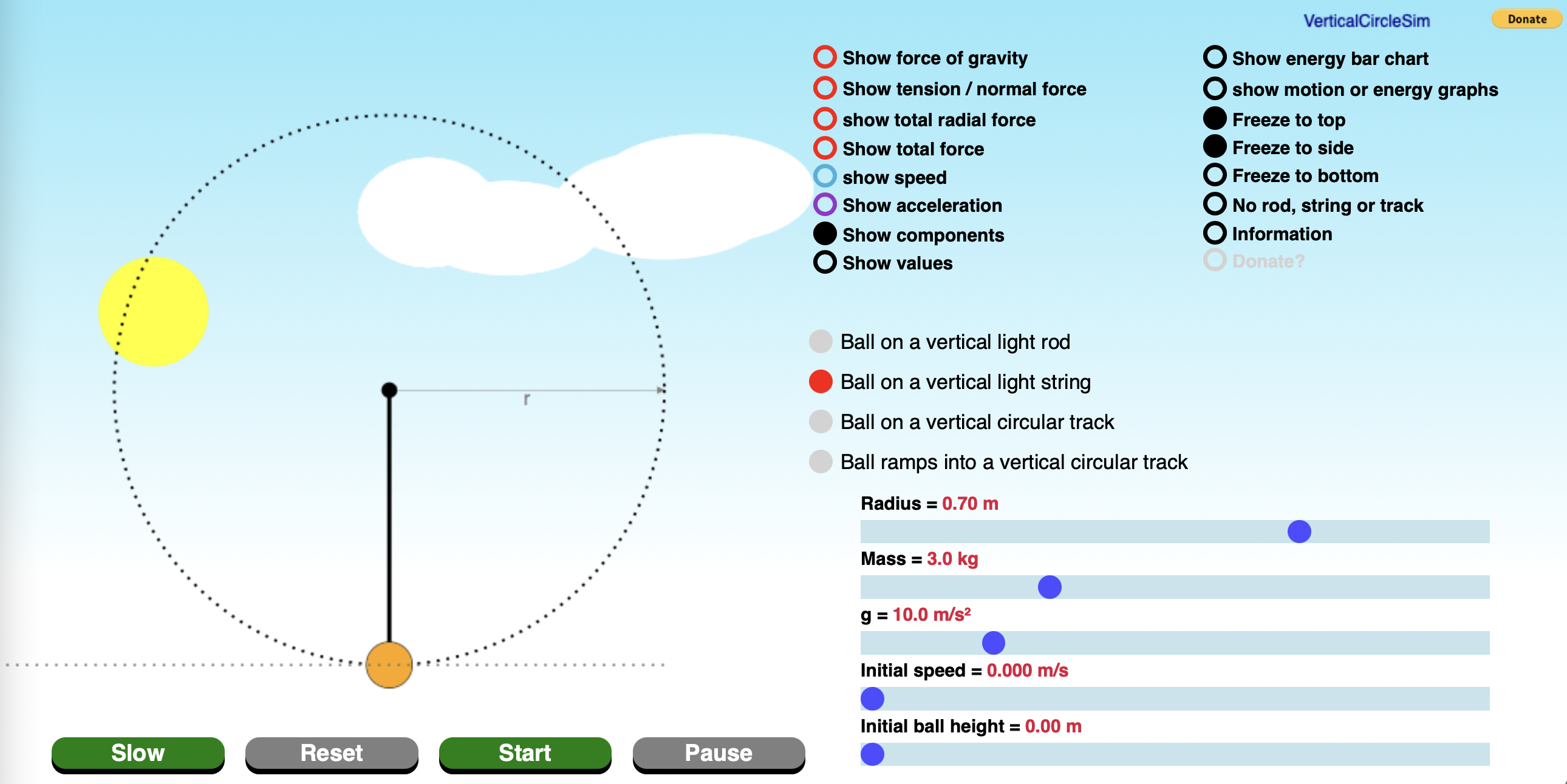 Vertical Circle Simulation (Pendulum Motion)