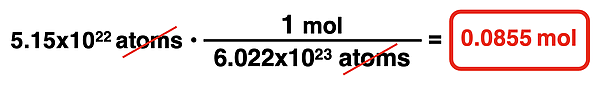 Example - Converting from atoms to moles