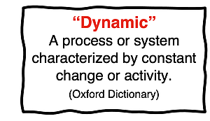 Definition of dynamic - a process or system characterized by constant change or activity.