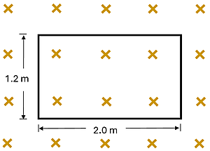 A rectangular wire that is 1.2 meters tall by 2 meters wide in a time varying magnetic field.