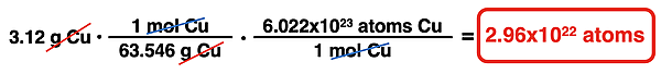 Example – Converting from grams to atoms.