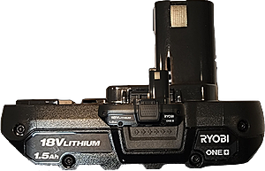 A lithium-ion battery used for a power tool.