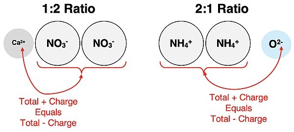 Two examples of how to recognize the ion ratio if given the formulae of the ions.