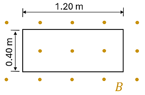 A rectangular wire 1.2 meters wide by 0.4 meters tall in an increasing magnetic field that is going out of the page, increasing from 0.1 tesla to 0.4 tesla over 0.2 seconds.
