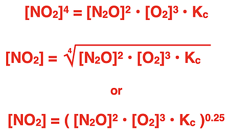 Calculation of an equilibrium concentration for a product; shows substitution and algebraic manipulation steps.