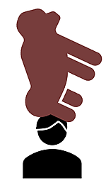 Clip art of gorilla sitting on top of a person's head, illustrating pressure as force per area.
