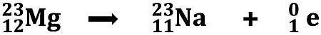 Nuclear equation for the positron decay of magnesium-23.