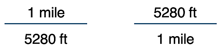 Two examples of conversion factors, one the inverse of the other.