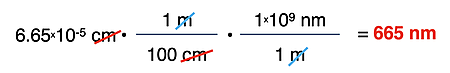 Example of a two-step conversion factor solution, converting cm to nm.