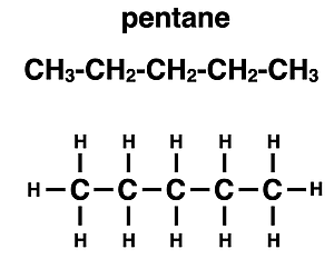 Lewis electron dot diagram for n-pentane.