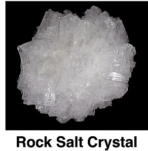 Close-up, magnified view of a rock salt crystal.